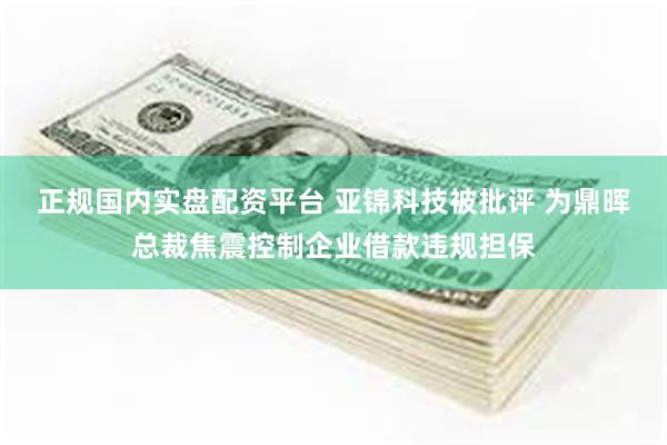 正规国内实盘配资平台 亚锦科技被批评 为鼎晖总裁焦震控制企业借款违规担保