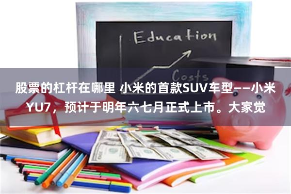 股票的杠杆在哪里 小米的首款SUV车型——小米YU7，预计于明年六七月正式上市。大家觉