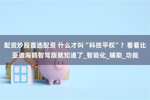 配资炒股首选配资 什么才叫“科技平权”？看看比亚迪海鸥智驾版就知道了_智能化_辅助_功能