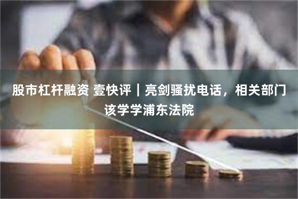 股市杠杆融资 壹快评｜亮剑骚扰电话，相关部门该学学浦东法院