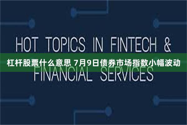 杠杆股票什么意思 7月9日债券市场指数小幅波动
